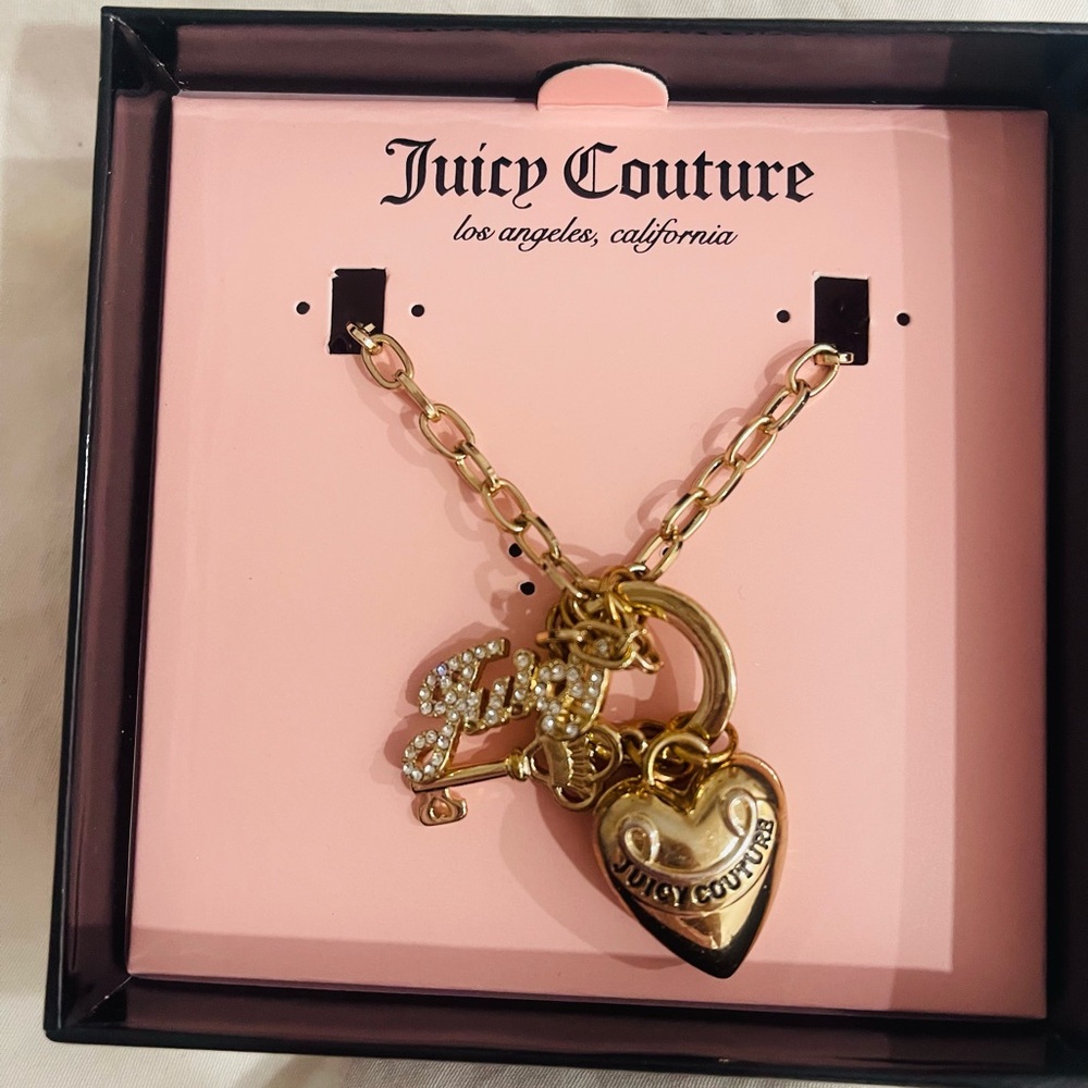 Juicy Couture Gold Heart and Script Necklace